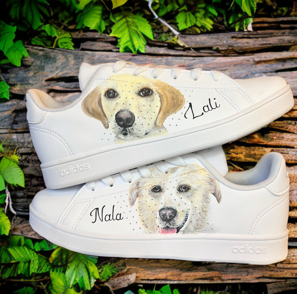 dog portrait custom sneakers